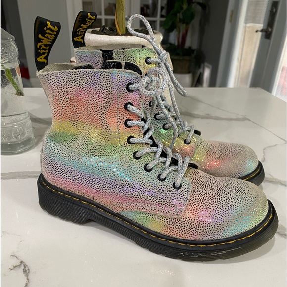 Dr Martens 1460 Pascal Youth Rainbow Iridescent Boots size 2 - Picture 1 of 11